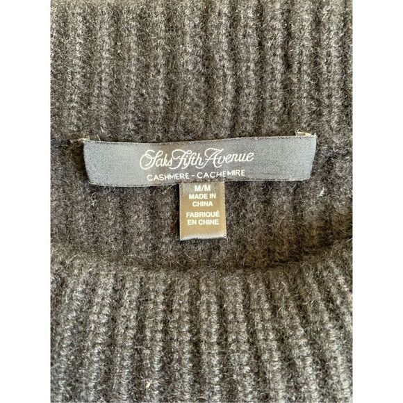 Saks Fifth Avenue Cashmere Tiered Ruffle Sleeve Sweater Black Size M - Picture 7 of 12